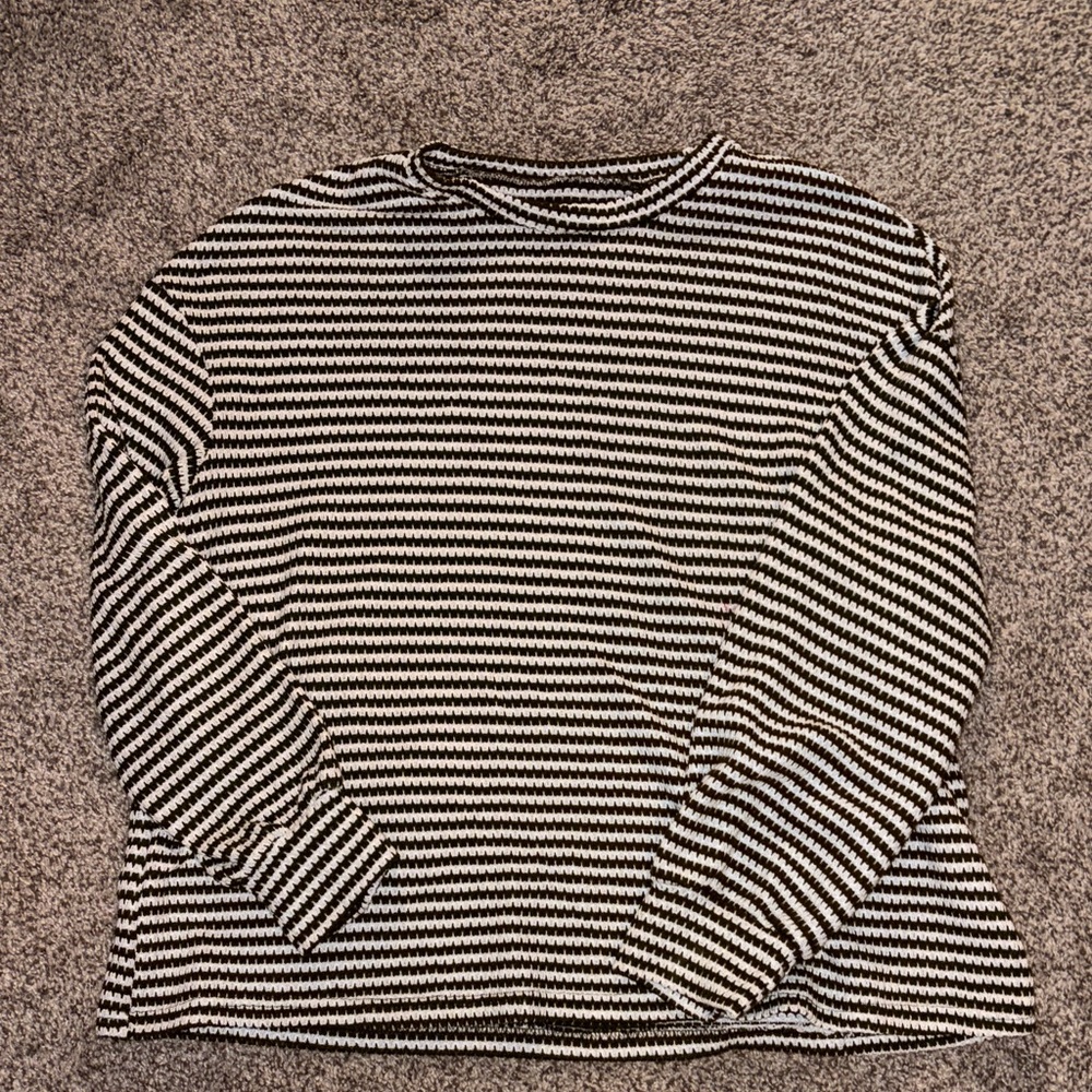 SHEIN Green and White Striped Blouse